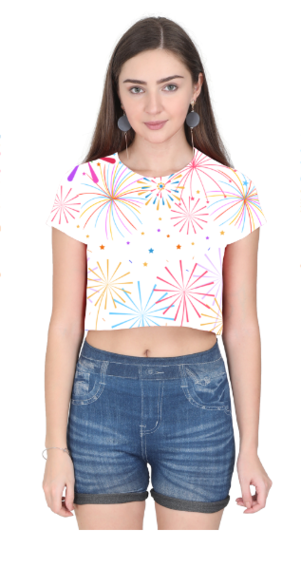 AOP Crop Top Laughing Labels