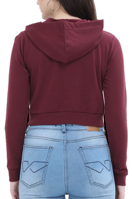 Casual Crop Hooded Sweatshirt Laughing Labels