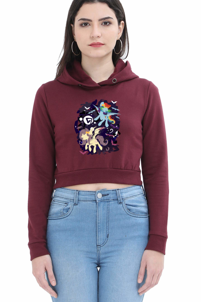 Casual Crop Hooded Sweatshirt Laughing Labels