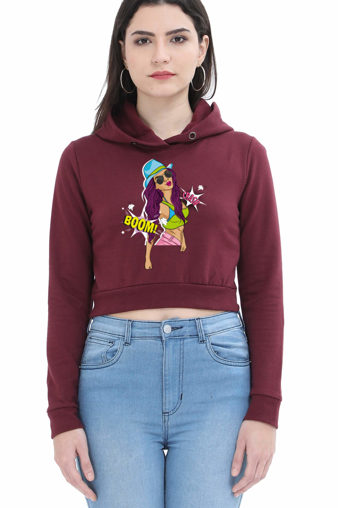 Casual Crop Hooded Sweatshirt Laughing Labels