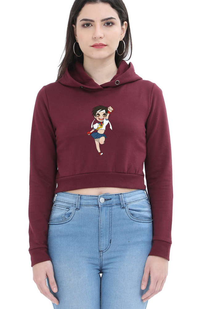 Casual Crop Hooded Sweatshirt Laughing Labels