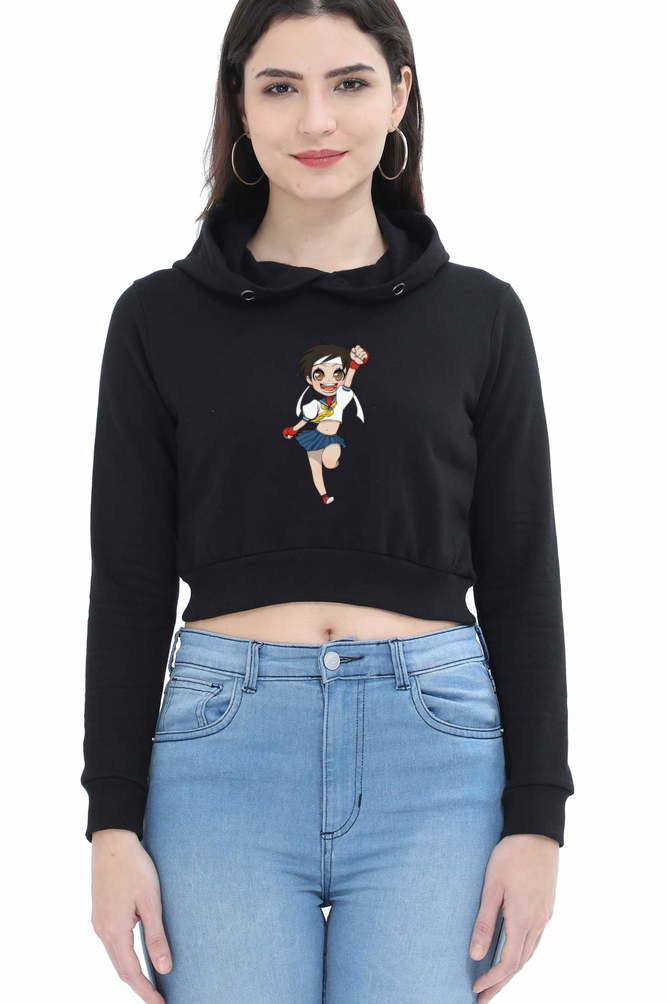 Casual Crop Hooded Sweatshirt Laughing Labels