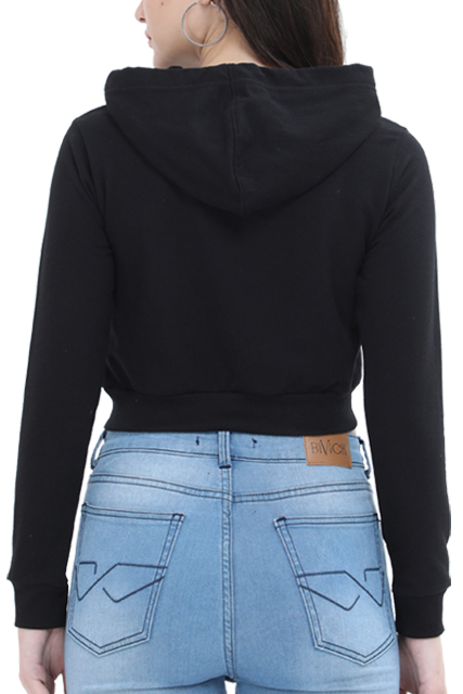 Casual Crop Hooded Sweatshirt Laughing Labels