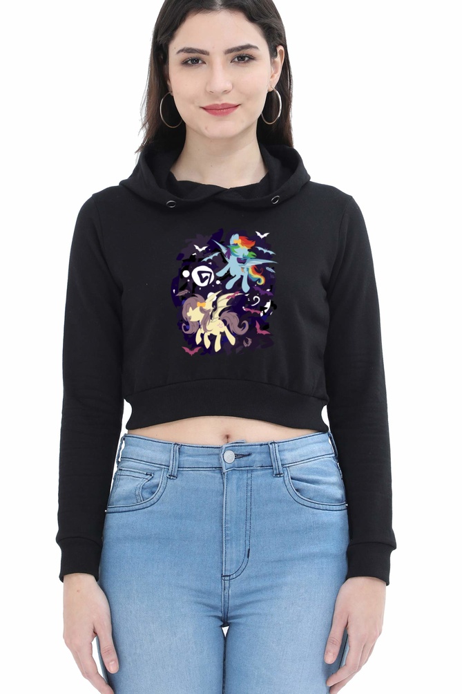 Casual Crop Hooded Sweatshirt Laughing Labels