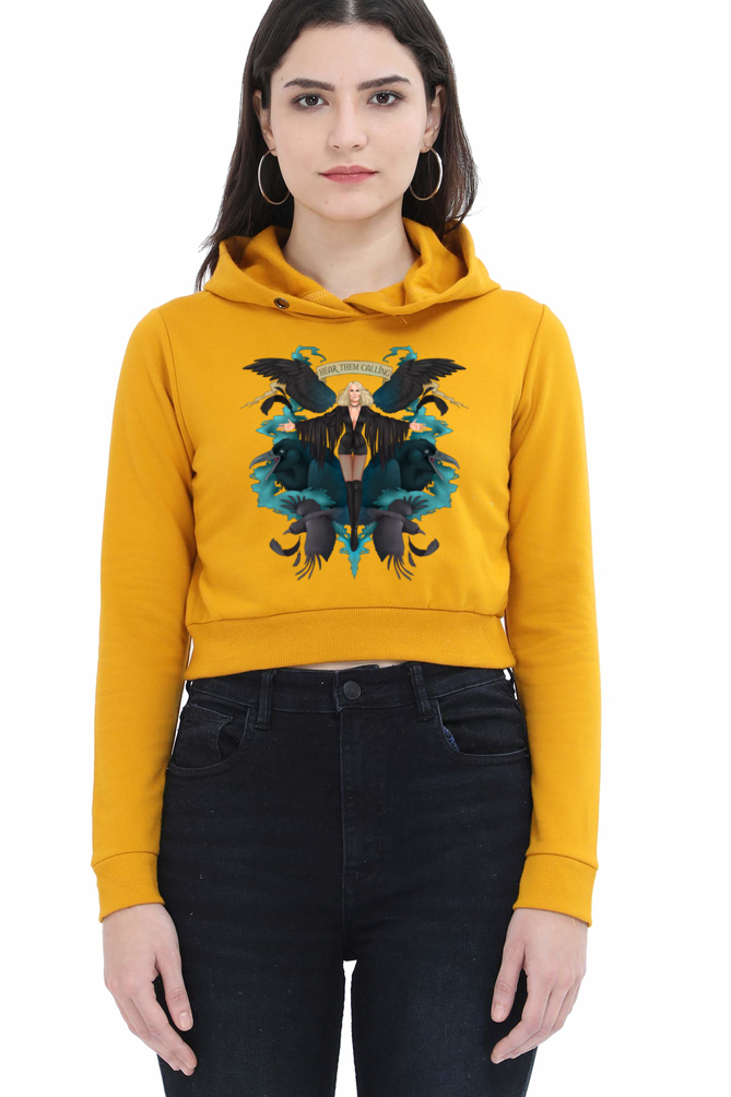 Casual Crop Hooded Sweatshirt Laughing Labels