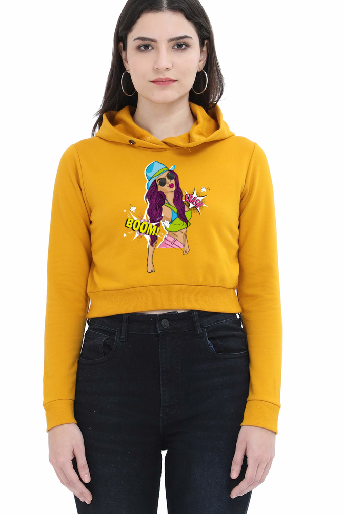 Casual Crop Hooded Sweatshirt Laughing Labels