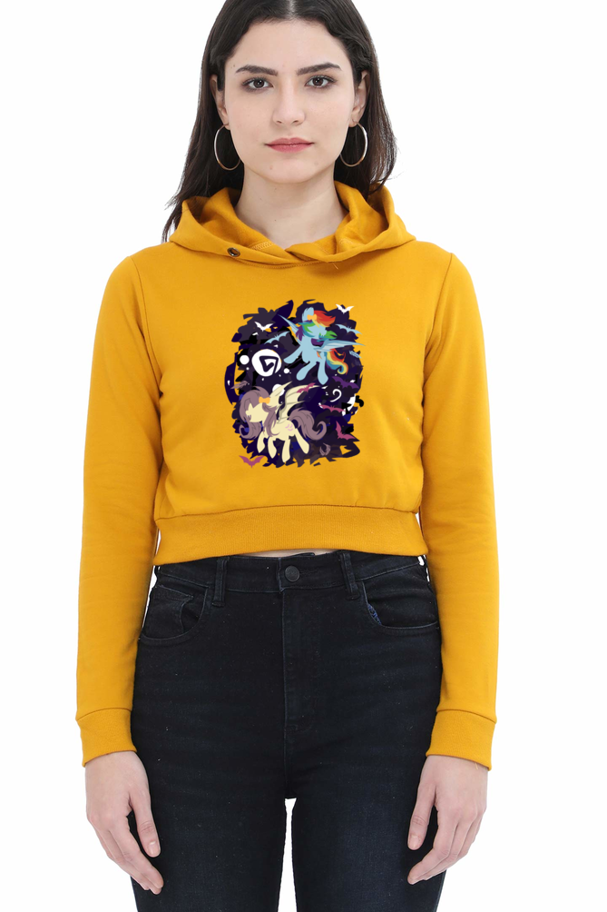 Casual Crop Hooded Sweatshirt Laughing Labels