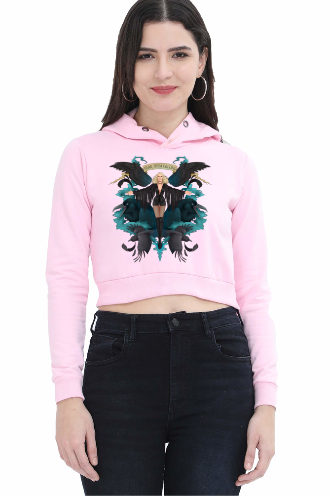 Casual Crop Hooded Sweatshirt Laughing Labels