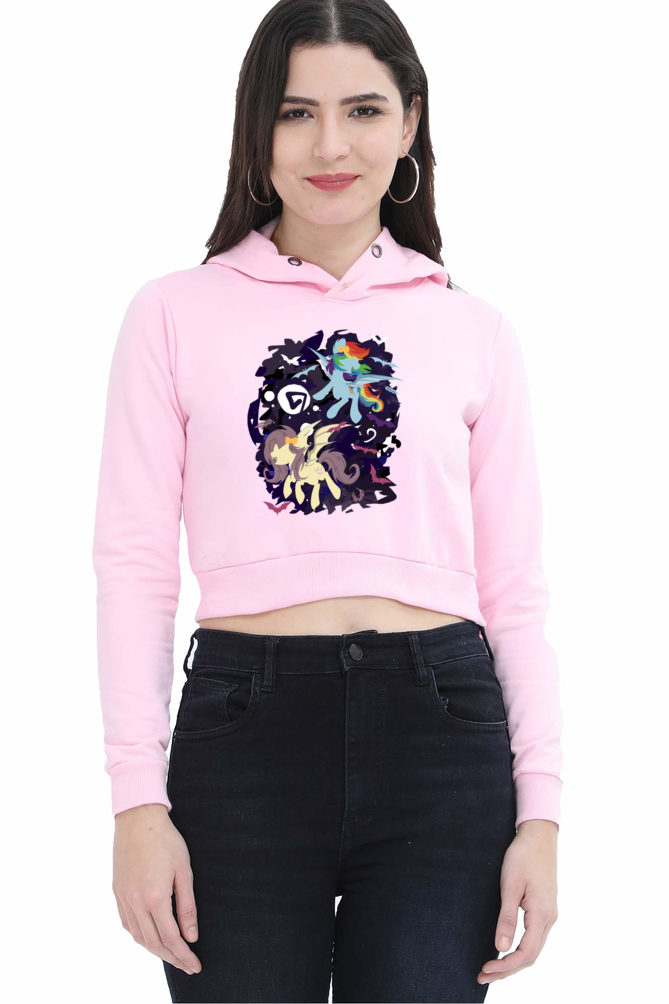Casual Crop Hooded Sweatshirt Laughing Labels