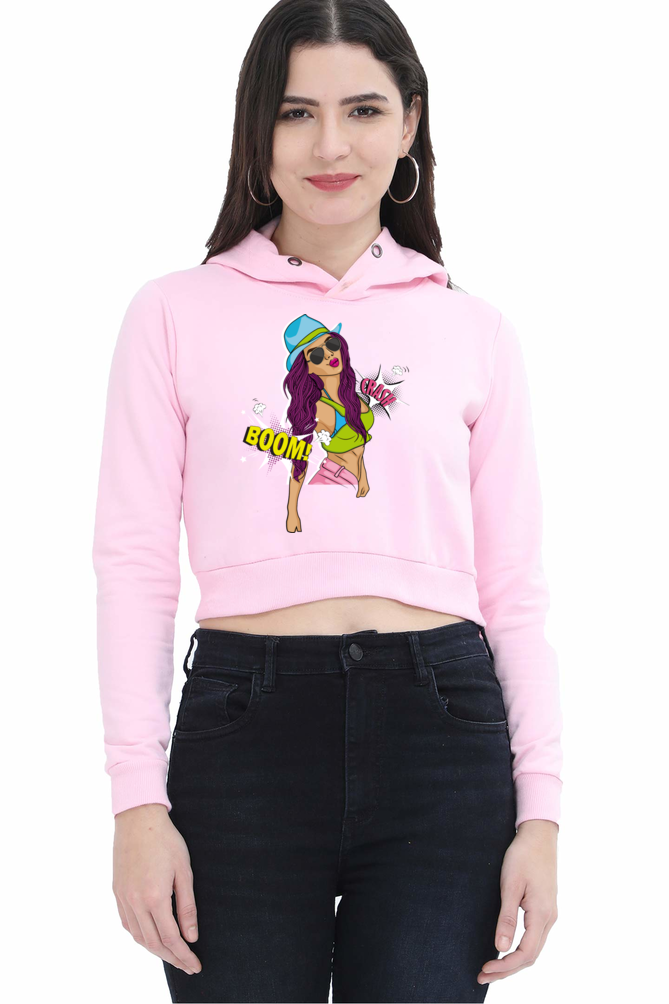 Casual Crop Hooded Sweatshirt Laughing Labels