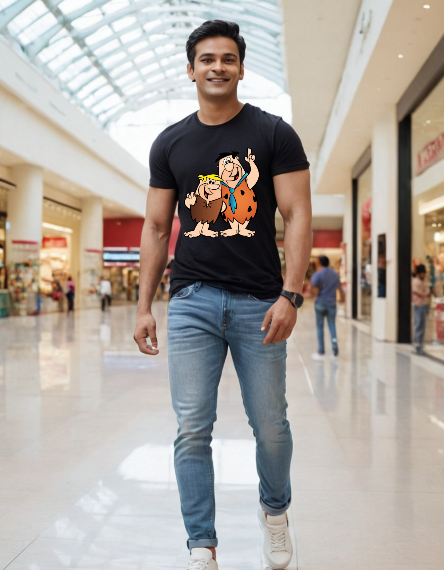 Casual Flintstones T-shirt Laughing Labels