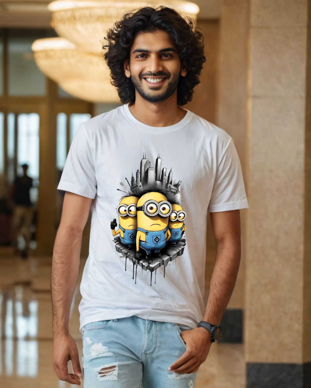 Men's T-shirt Minion Laughing Labels