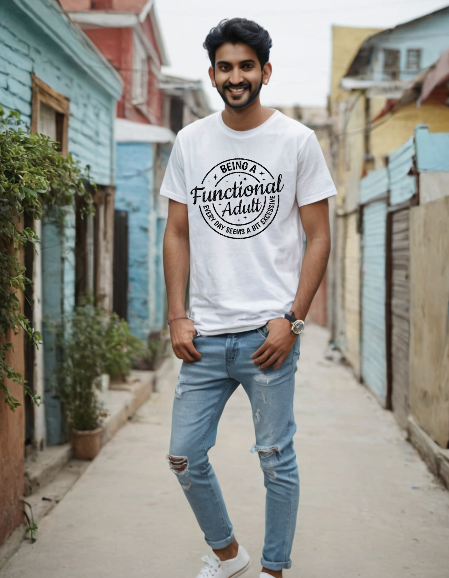 Men's Oversize T-shirt Being A Functional Adult Laughing Labels