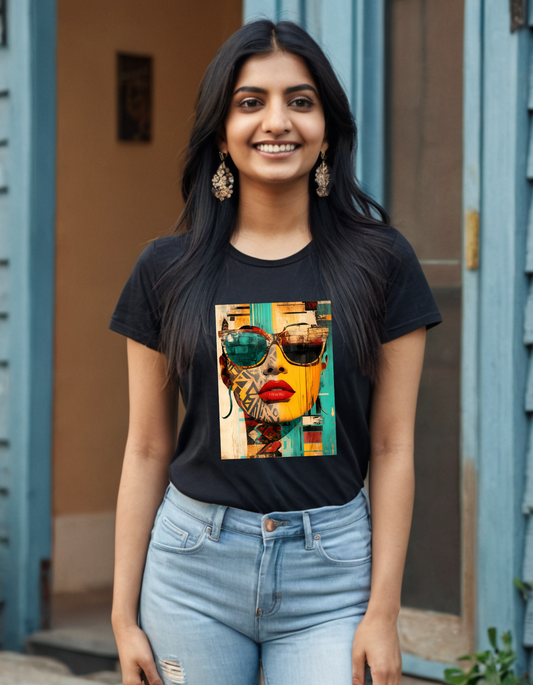 Women's T-shirt Vibrant Lady Laughing Labels