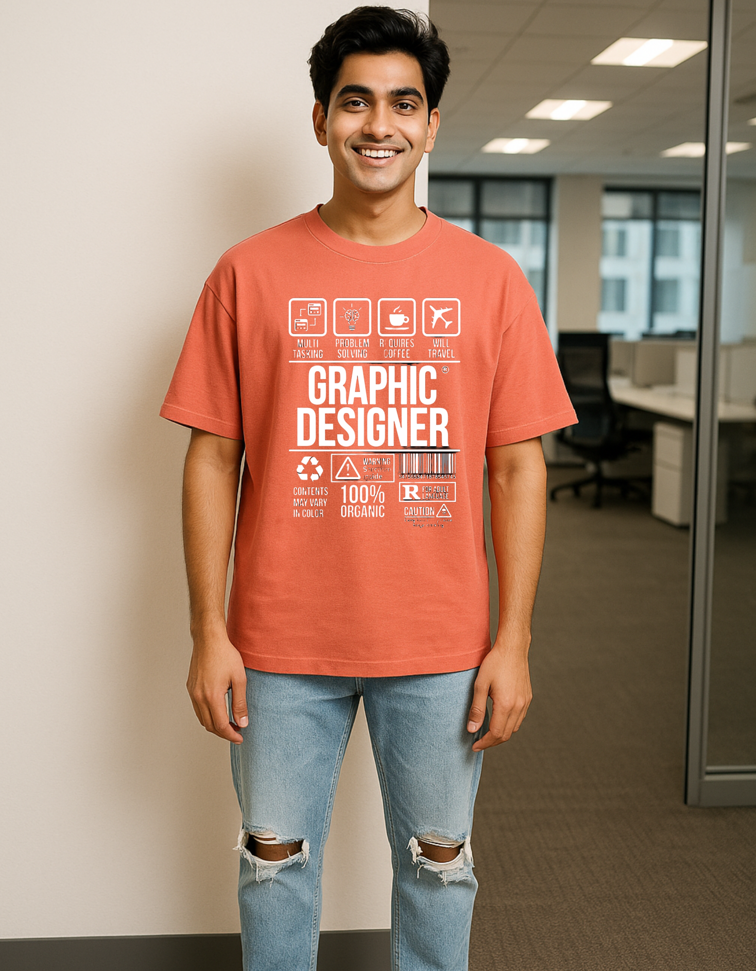 Men's Oversize T-Shirt Graphic Designer Laughing Labels