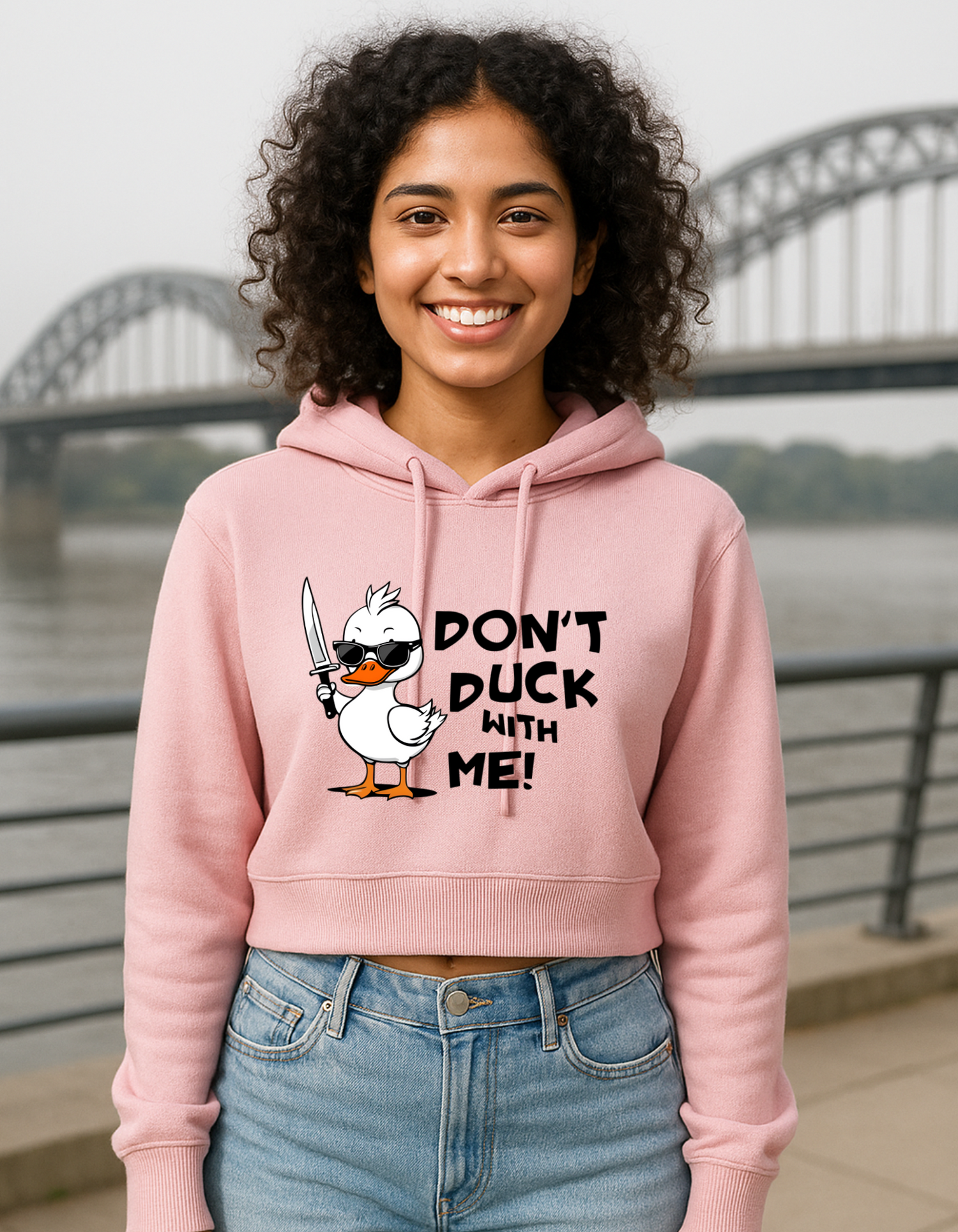Women's Crop Hooded Sweatshirt Don't Duck With Me Laughing Labels