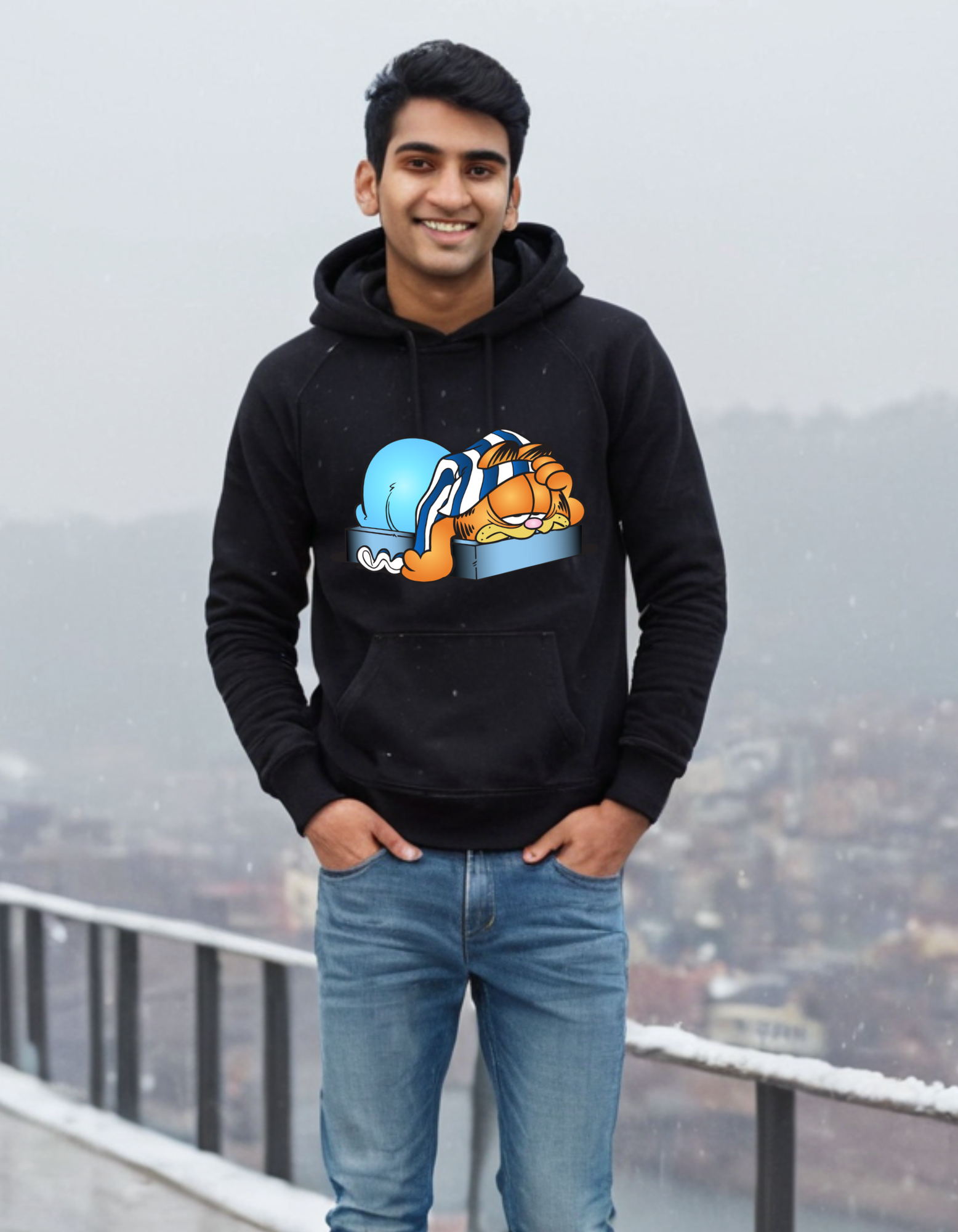 Garfield Casual Hooded Sweatshirt Laughing Labels