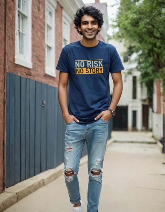 Men's Oversize T-shirt No Risk No Story Laughing Labels